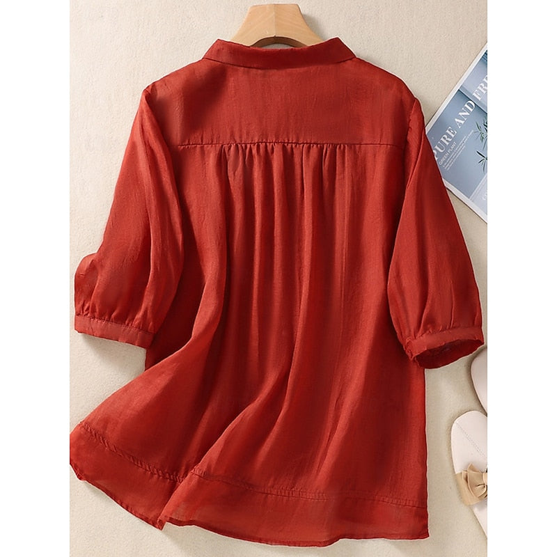 Cynthia | Broderad Peter Pan-krage Blus