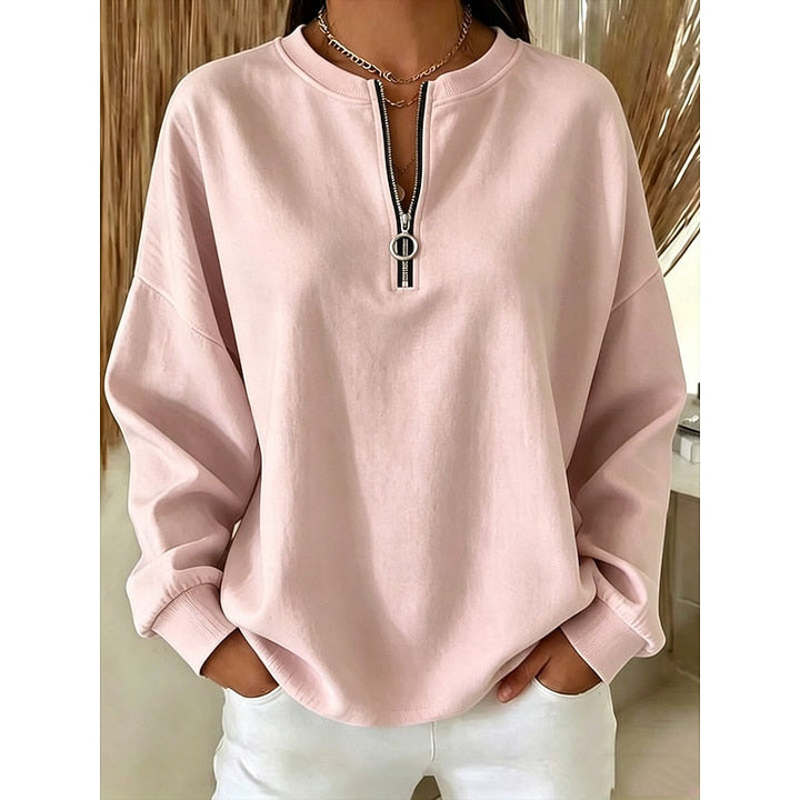 Delphine | Avslappnad Halv-Zip Sweatshirt
