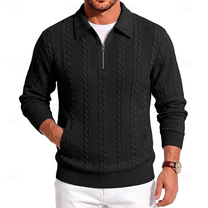 Gordon | Texturerad Kvartzip Polo Jumper