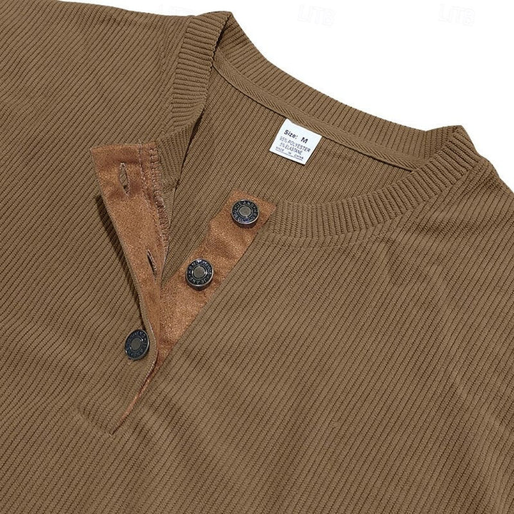 Foster | Ribbad långärmad Henley-skjorta