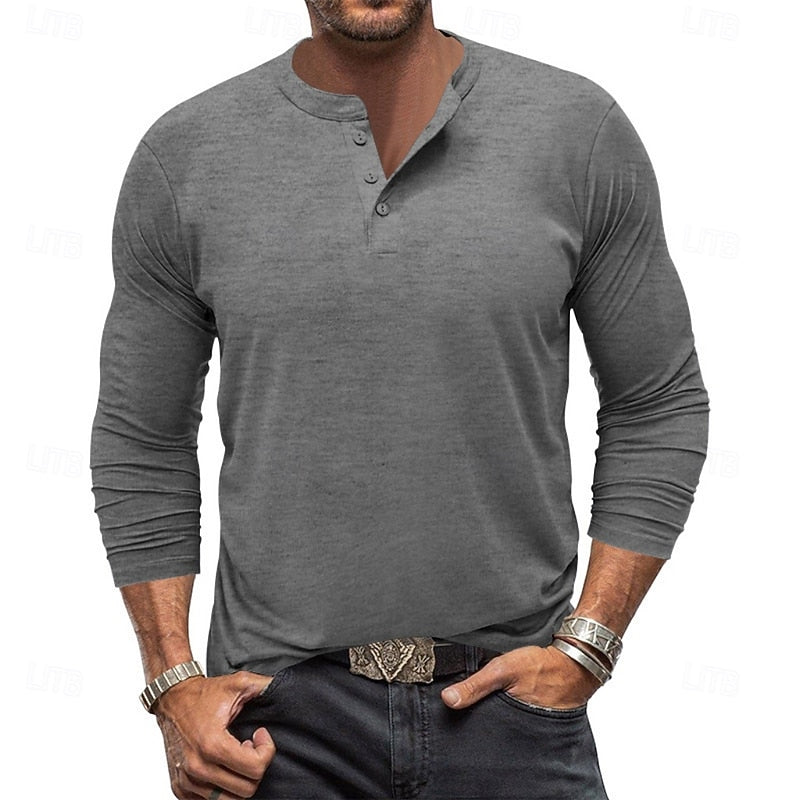 Grant | Klassisk Button-Neck Henley Skjorta