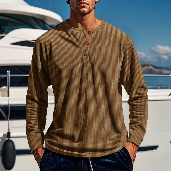 Foster | Ribbad långärmad Henley-skjorta