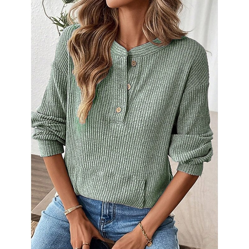 Nadia | Ribbade Knapp-Henley Topp