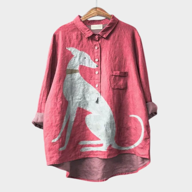 Briar | Stilig Blus med Hundtryck