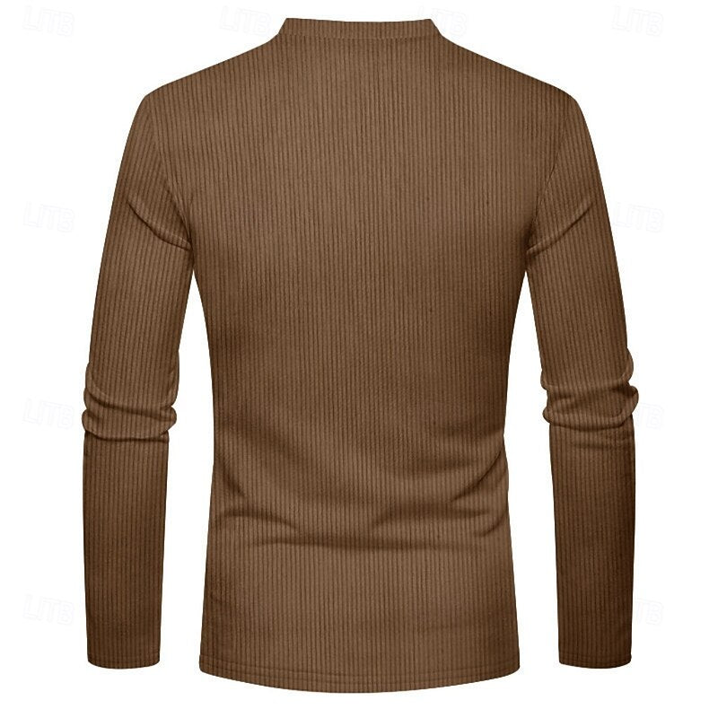 Foster | Ribbad långärmad Henley-skjorta