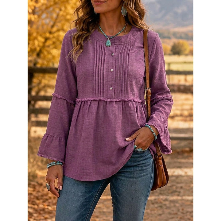 Bethany | Pintuckad Peplum Blus