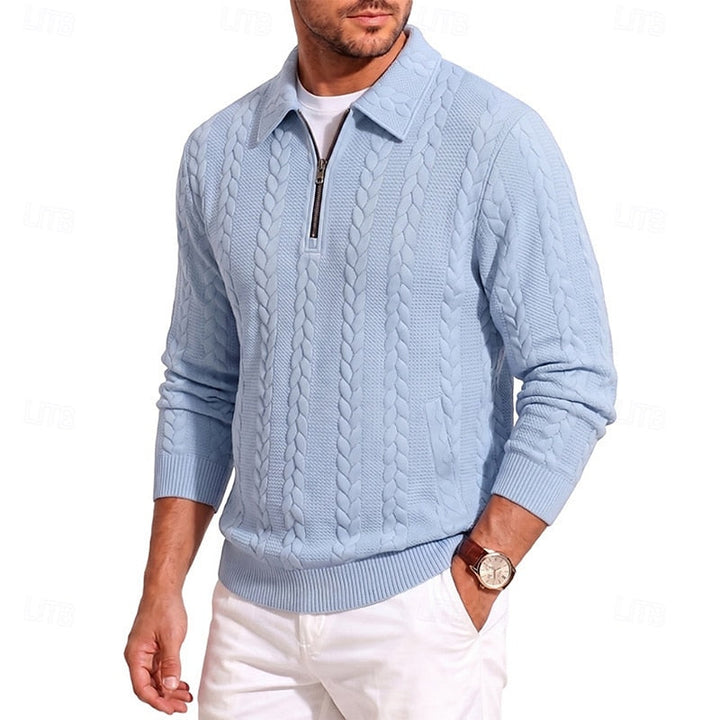 Gordon | Texturerad Kvartzip Polo Jumper