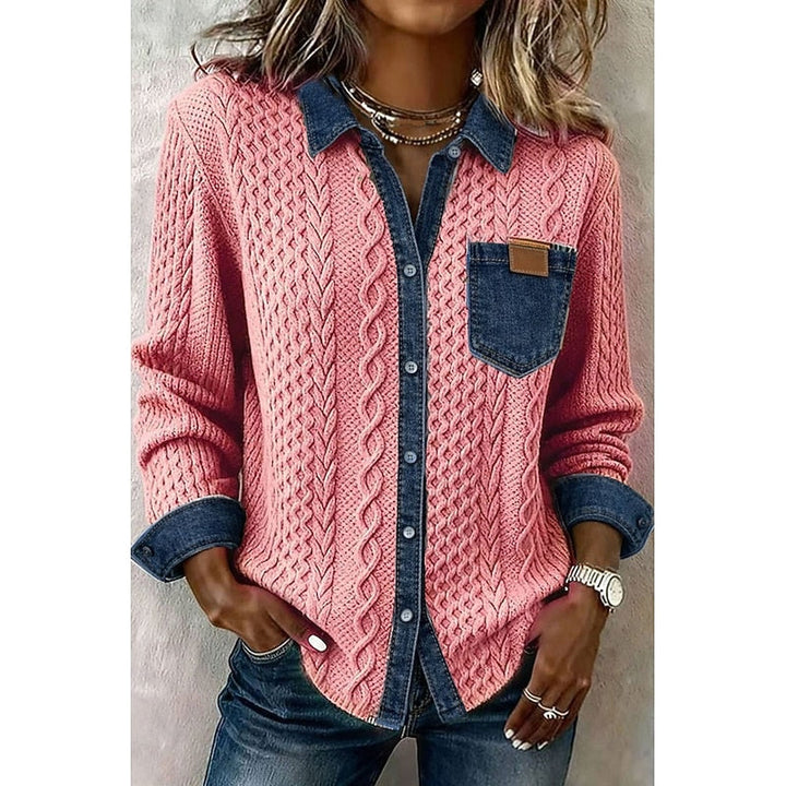 Genevieve | Texturerad Panel Knapp-up Skjorta