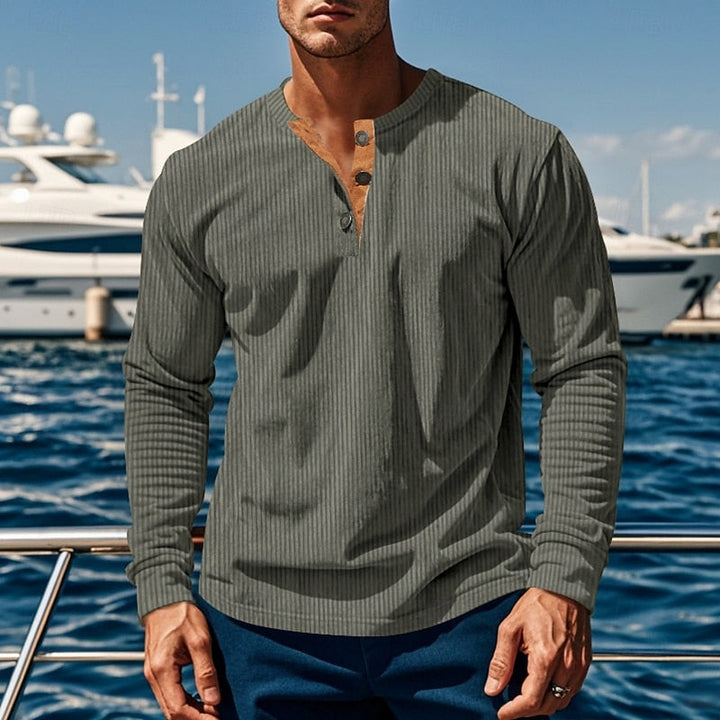 Foster | Ribbad långärmad Henley-skjorta