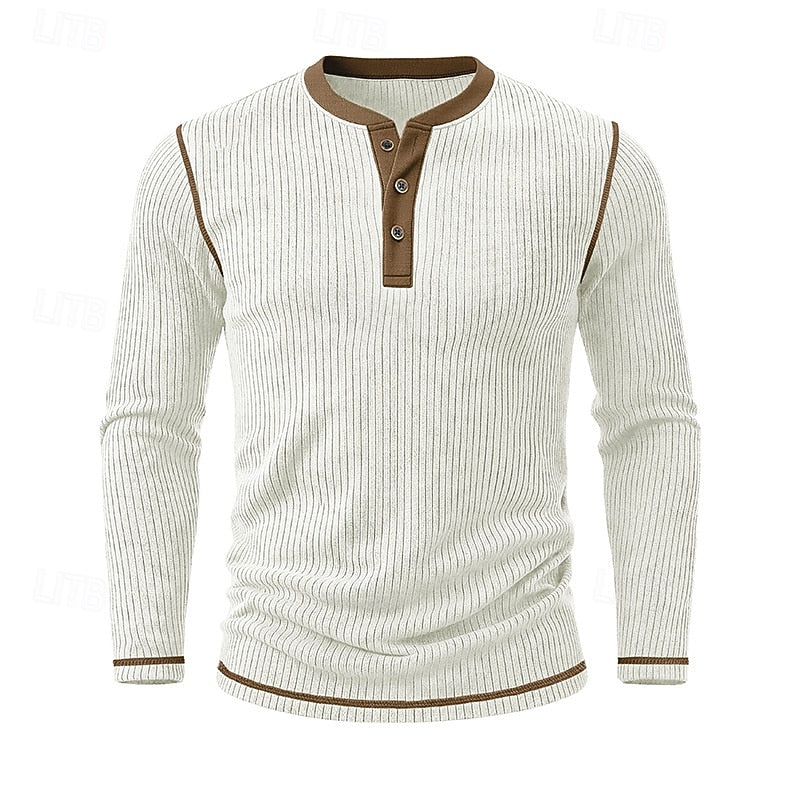 Owen | Ribbad långärmad Henley-tröja