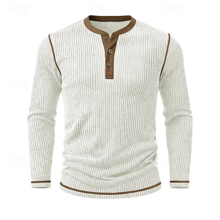 Owen | Ribbad långärmad Henley-tröja