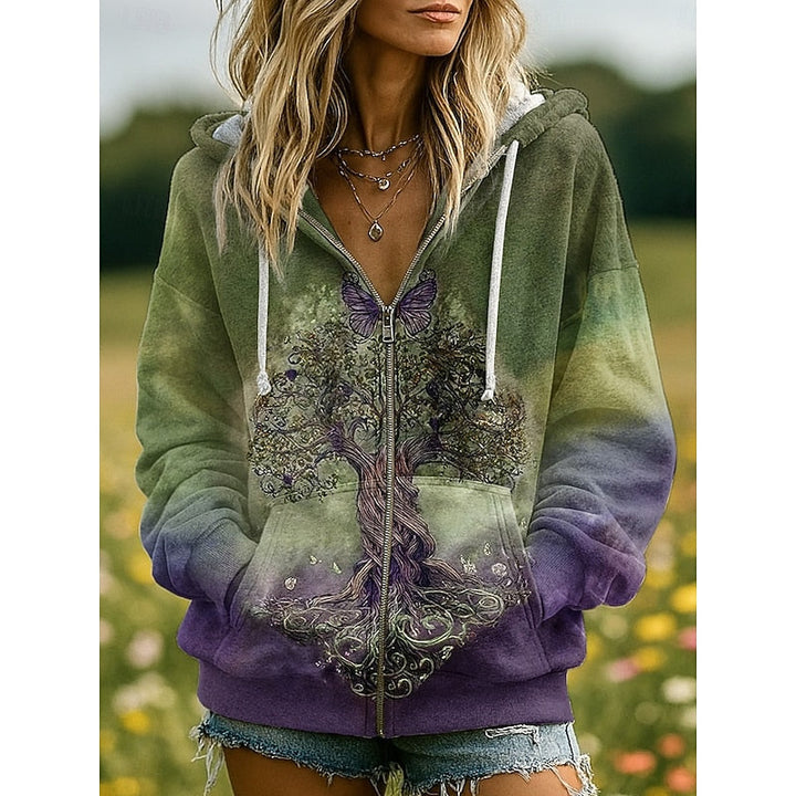 Iris | Naturtryck Zip-Up Hoodie