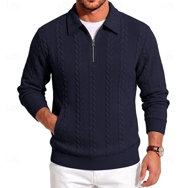 Gordon | Texturerad Kvartzip Polo Jumper