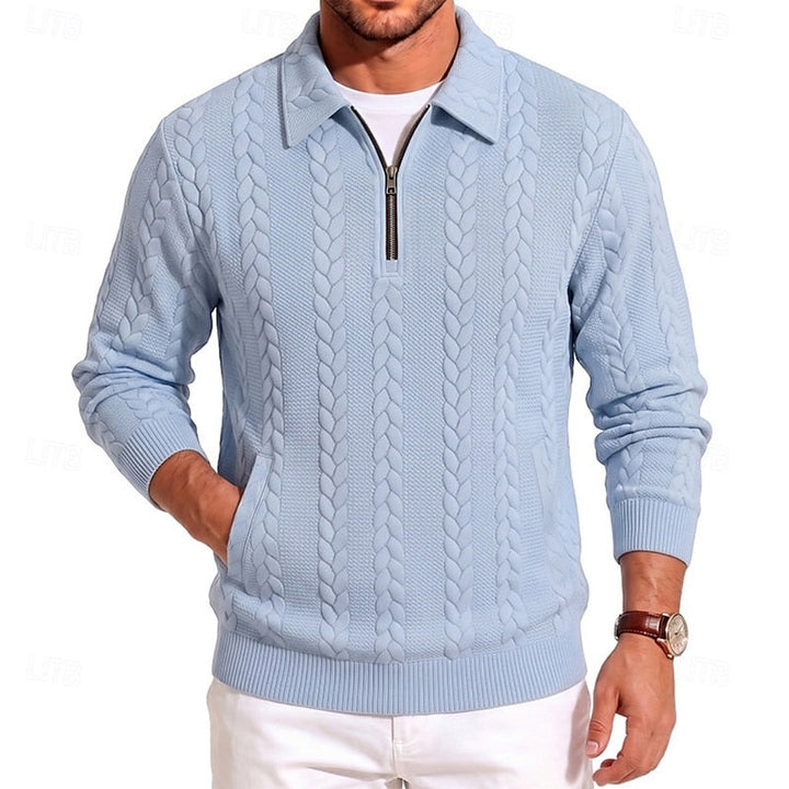 Gordon | Texturerad Kvartzip Polo Jumper