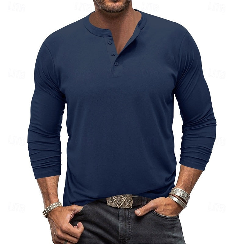 Grant | Klassisk Button-Neck Henley Skjorta