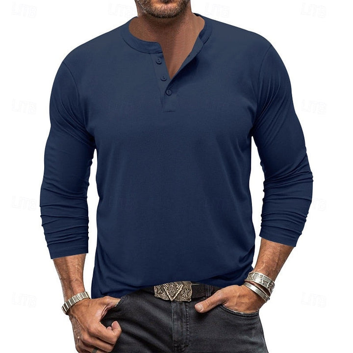 Grant | Klassisk Button-Neck Henley Skjorta