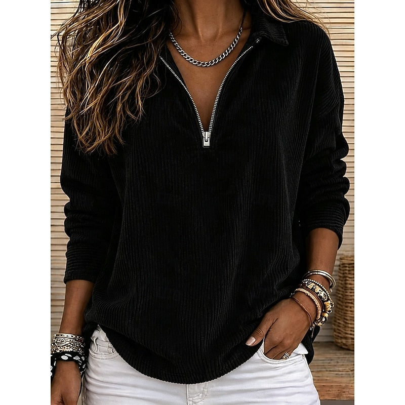 Winifred | Ribbad Kvartzip Topp