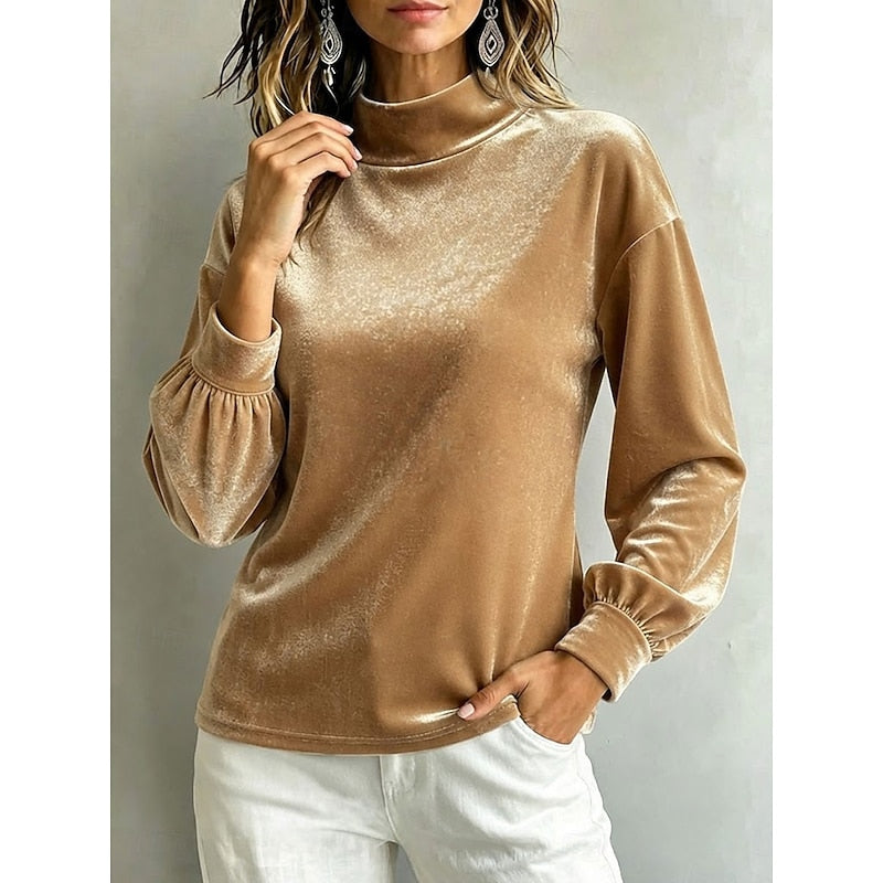 Belinda | Elegant Mock Neck Blus