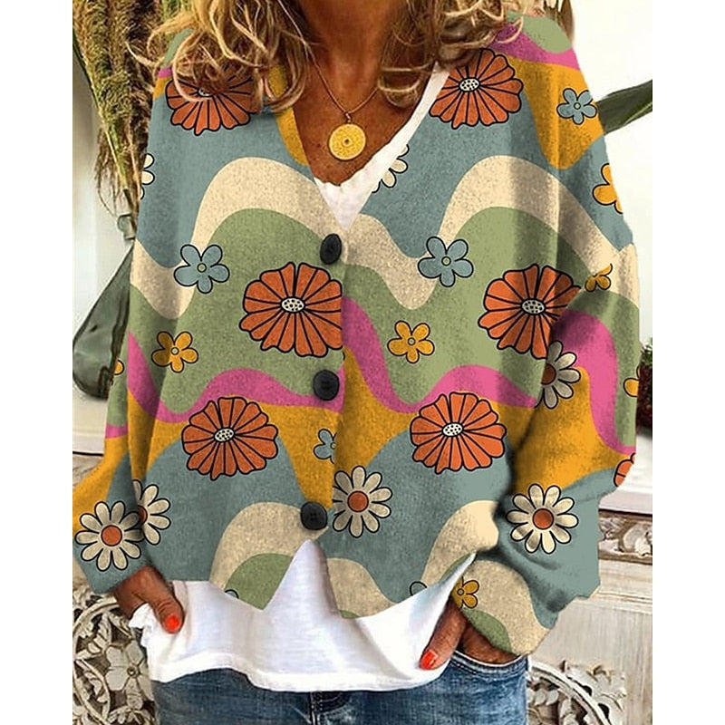 Greta | Blommig Öppen Framsidan Cardigan