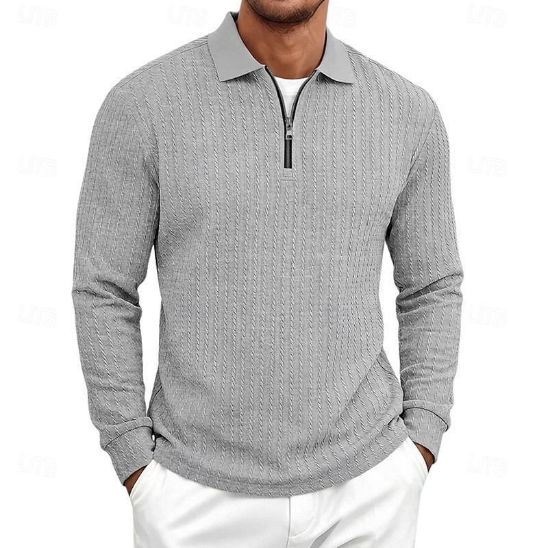 Bryson | Texturerad Quarter-Zip Polo Skjorta