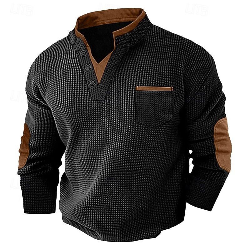 Harlan | Texturerad långärmad Henley-skjorta