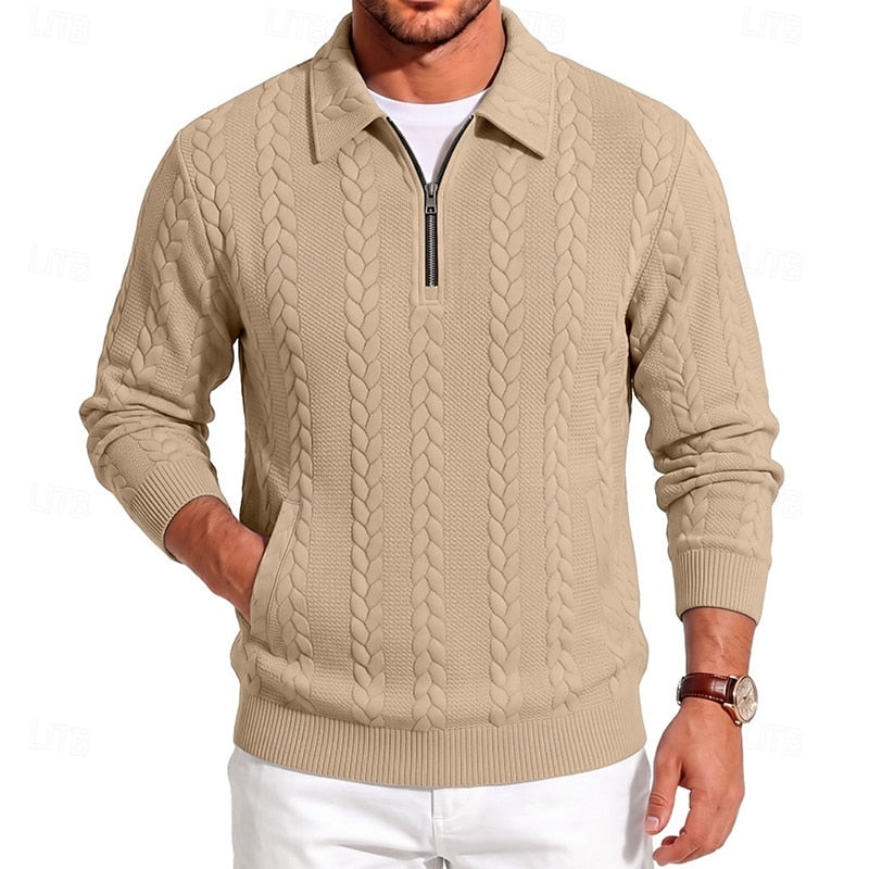 Gordon | Texturerad Kvartzip Polo Jumper