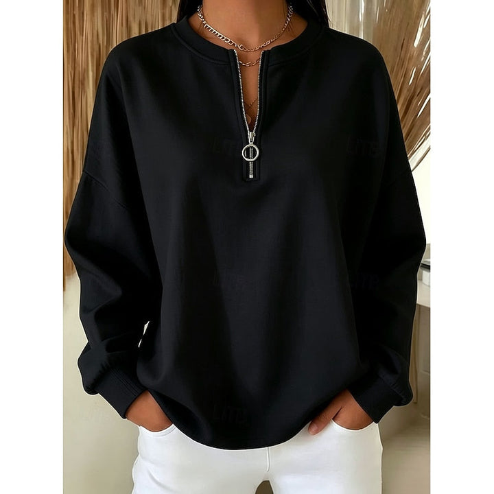 Delphine | Avslappnad Halv-Zip Sweatshirt