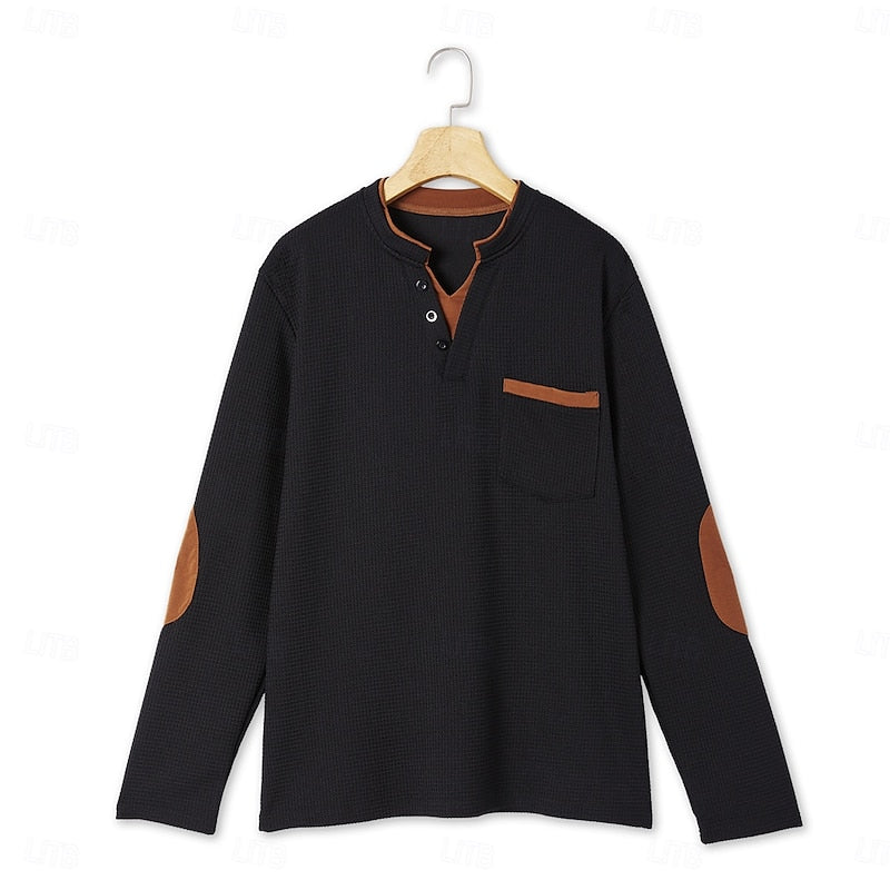 Harlan | Texturerad långärmad Henley-skjorta