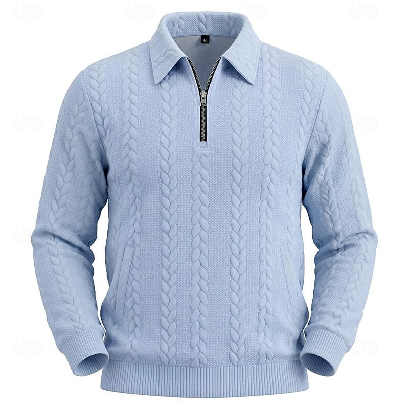 Gordon | Texturerad Kvartzip Polo Jumper