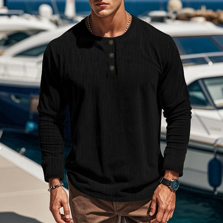 Foster | Ribbad långärmad Henley-skjorta