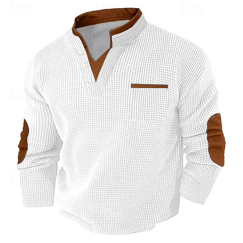 Harlan | Texturerad långärmad Henley-skjorta