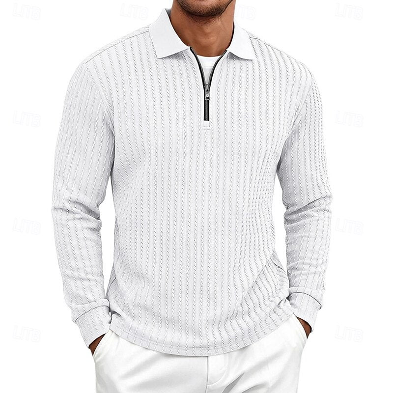 Bryson | Texturerad Quarter-Zip Polo Skjorta