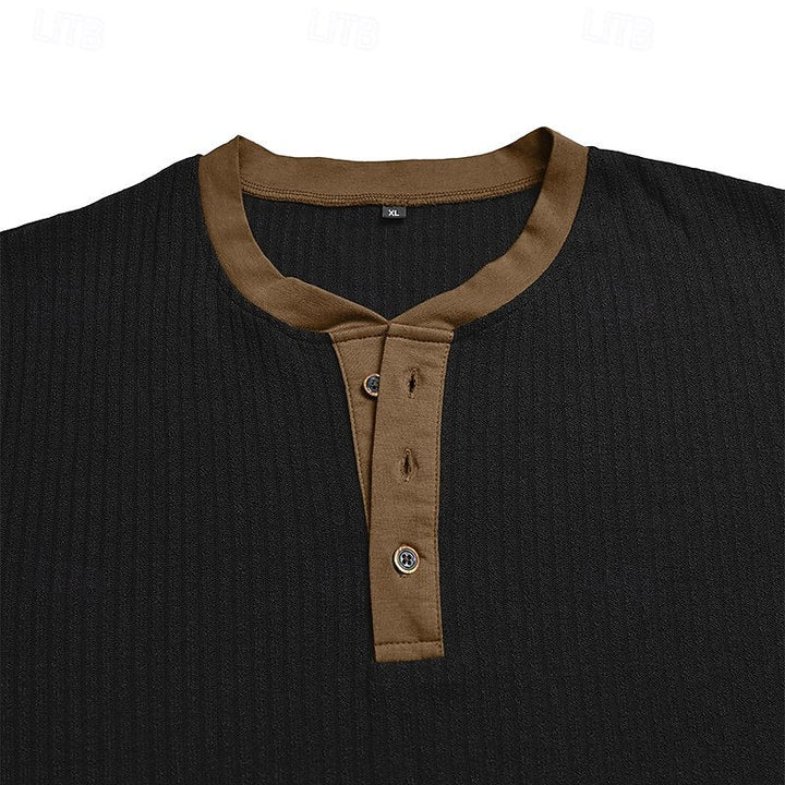 Owen | Ribbad långärmad Henley-tröja