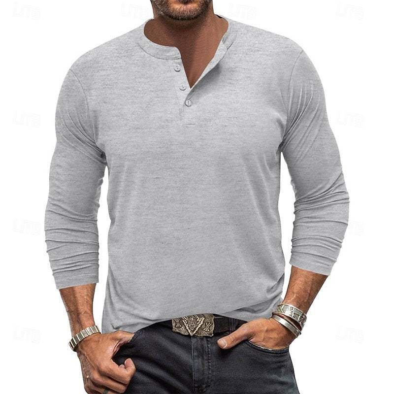Grant | Klassisk Button-Neck Henley Skjorta