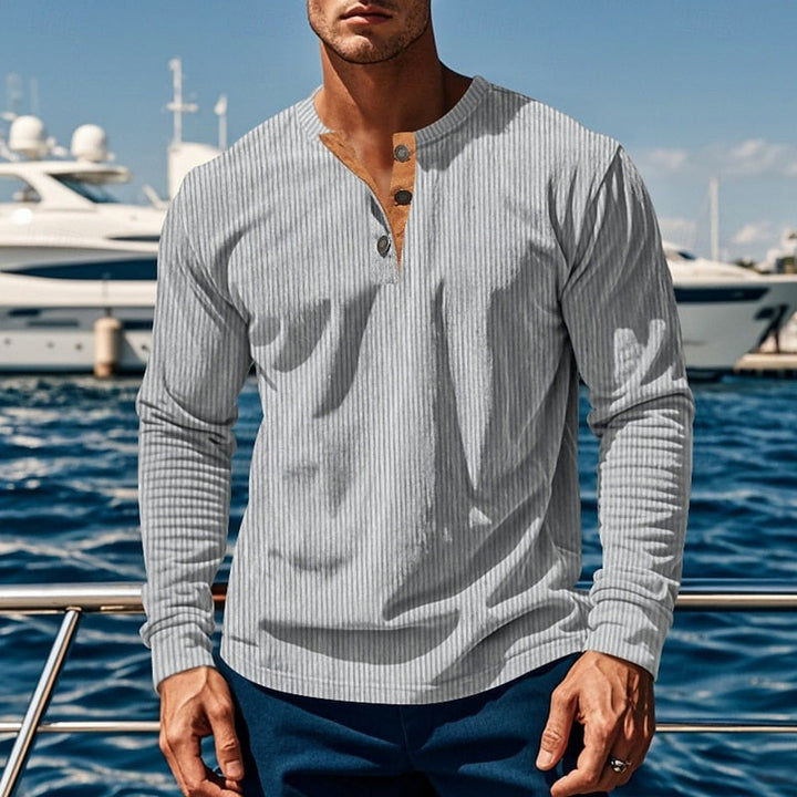 Foster | Ribbad långärmad Henley-skjorta