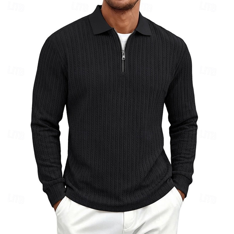 Bryson | Texturerad Quarter-Zip Polo Skjorta