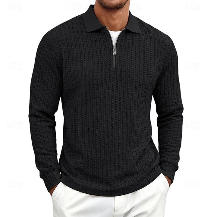 Bryson | Texturerad Quarter-Zip Polo Skjorta