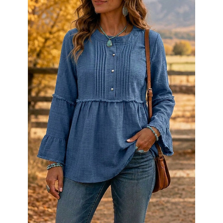 Bethany | Pintuckad Peplum Blus