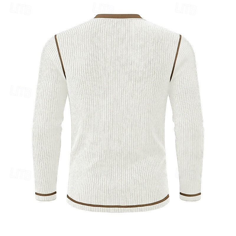 Owen | Ribbad långärmad Henley-tröja