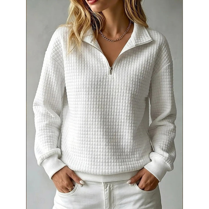 Adeline | Texturerad Halvdragkedja Sweatshirt