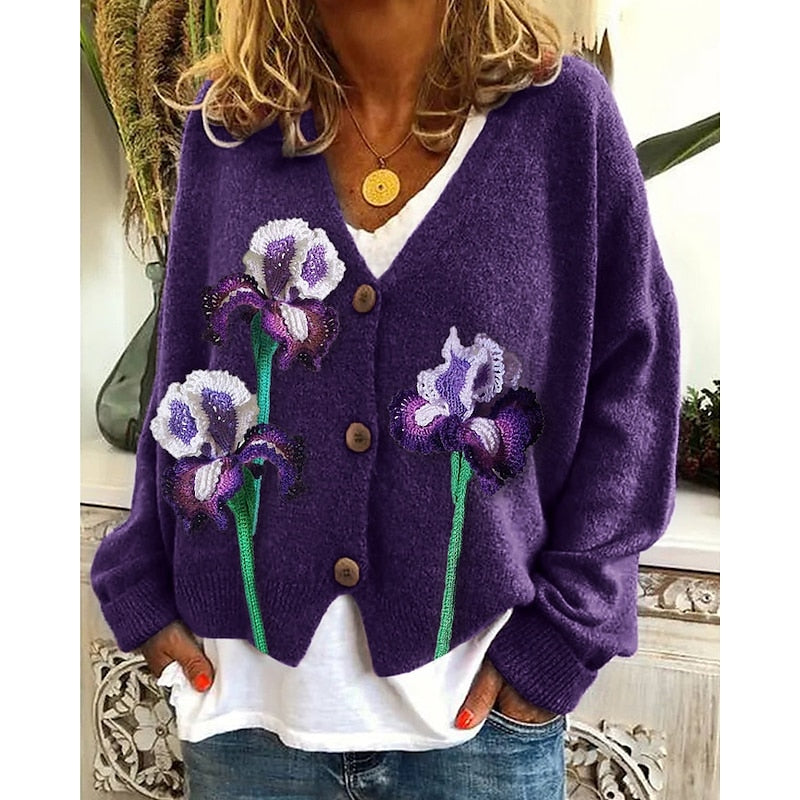Greta | Blommig Öppen Framsidan Cardigan