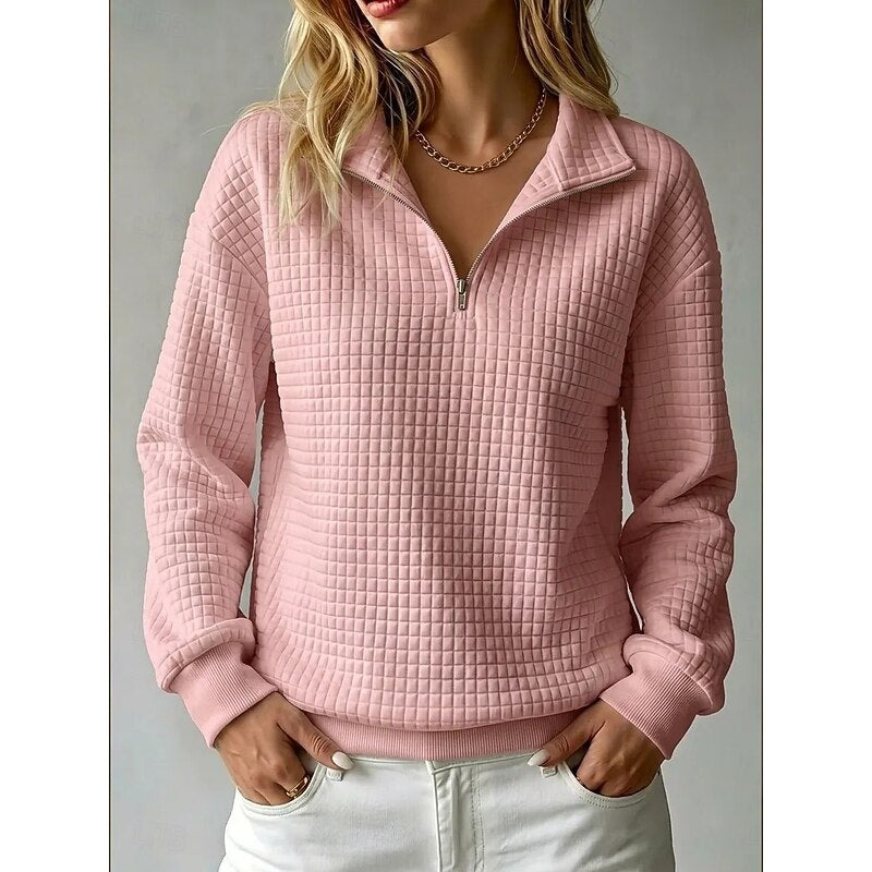 Adeline | Texturerad Halvdragkedja Sweatshirt