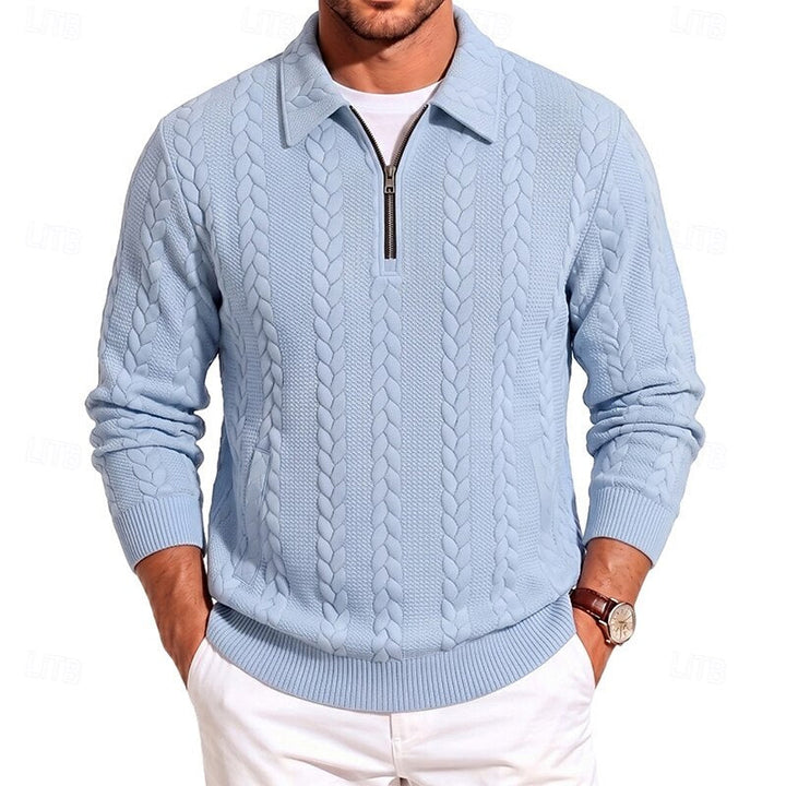 Gordon | Texturerad Kvartzip Polo Jumper